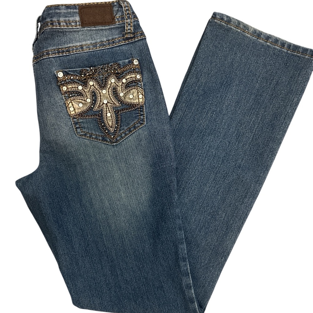 Earl Jeans Women's Classic Blue Boot‎ Cut Jeans Embroidered Embellished Size 2